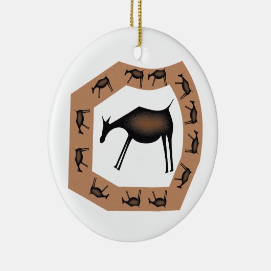 Paarden Primitieve grotkunst Keramisch Ornament (Rechts)