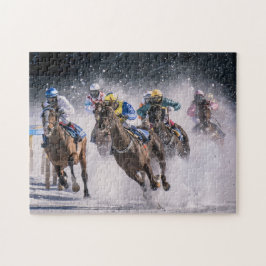 Paarden Racen in de sneeuw Legpuzzel