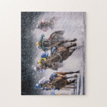 Paarden Racen in de Sneeuw puzzel