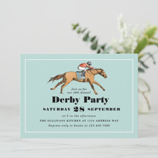 Paarden Racing Birthday Derby Kaart (Staand voorkant)