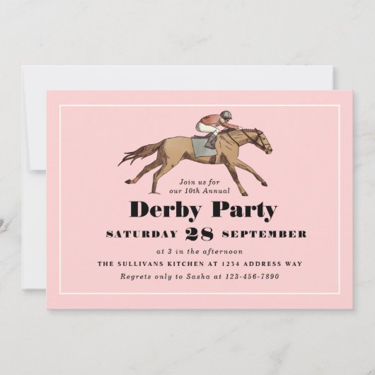 Paarden Racing Birthday Derby Party Pink Kaart (Voorkant)