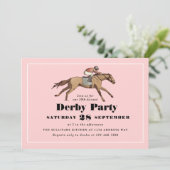 Paarden Racing Birthday Derby Party Pink Kaart (Staand voorkant)
