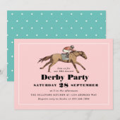 Paarden Racing Birthday Derby Party Pink Kaart (Voorkant / Achterkant)
