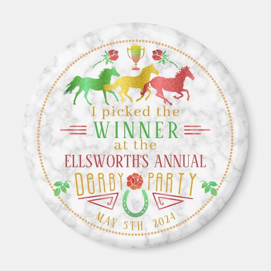 Paarden Racing Derby Day Colorful Winner Prize Magneet (Voorkant)