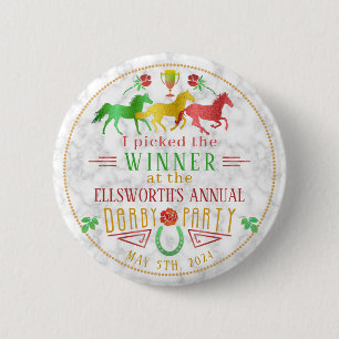 Paarden Racing Derby Day Colorful Winner Prize Ronde Button 5,7 Cm