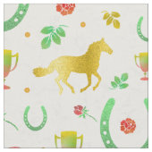 Paarden Racing Derby Day Party Colorful Pattern Stof (Close Up)