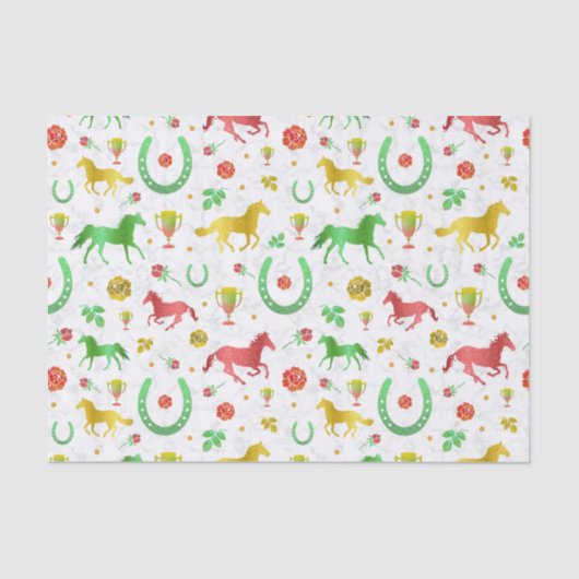 Paarden Racing Derby Day Party Colorful Pattern Tissuepapier (Voorkant)