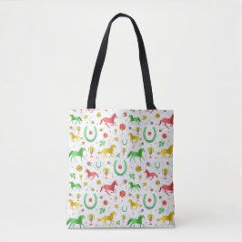 Paarden Racing Derby Day Party Colorful Pattern Tote Bag