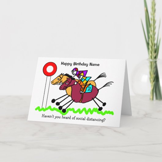 Paarden Racing Funny Cartoon Birthday Kaart (Voorkant)