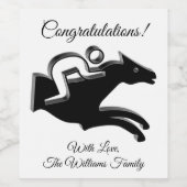 Paarden Racing Jockey Riding School Logo Congrates Wijn Etiket (Enkel label)
