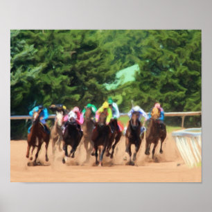 Paarden Racing Pack Schilderen Poster