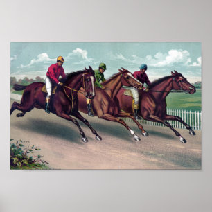 Paarden Racing Schilderen Ontkoppeling afdrukken Poster