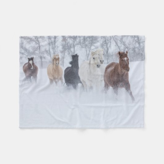 Paarden rennen door de sneeuw fleece deken (Voorkant (Horizontaal))