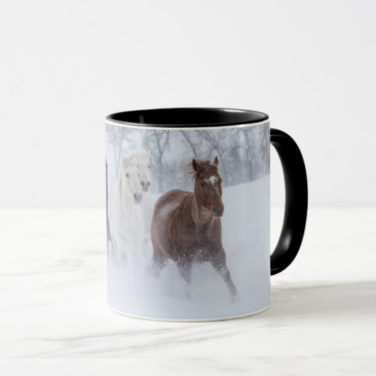 Paarden rennen door de sneeuw mok (Voorkant rechts)