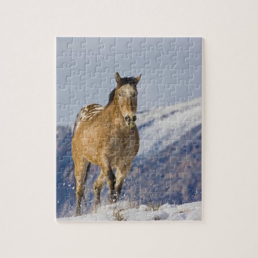 Paarden rennen in de sneeuw legpuzzel (Verticaal)