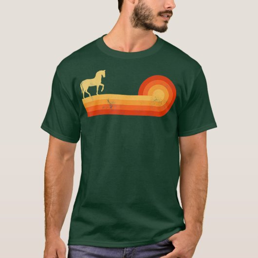 Paarden Retro  stijl 60s 70s Geschikt voor Mannen T-shirt (Voorkant)