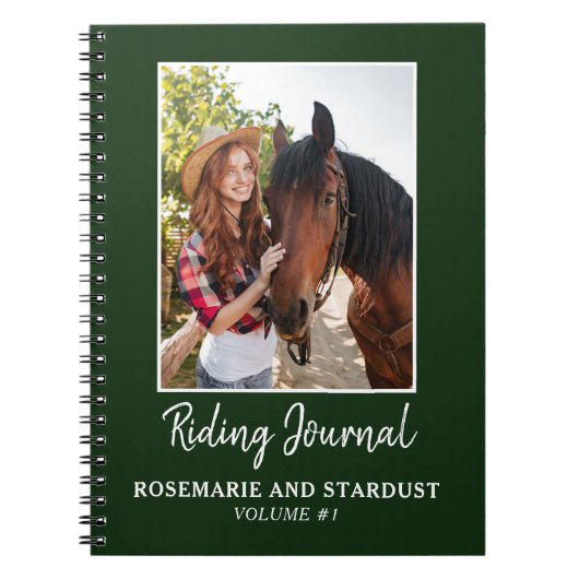 Paarden Riding Journal Persoonlijk Foto Groen Notitieboek (Voorkant)