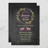 Paarden Riding Party nodigt Pony Wreatitation Uitn Kaart (Voorkant / Achterkant)