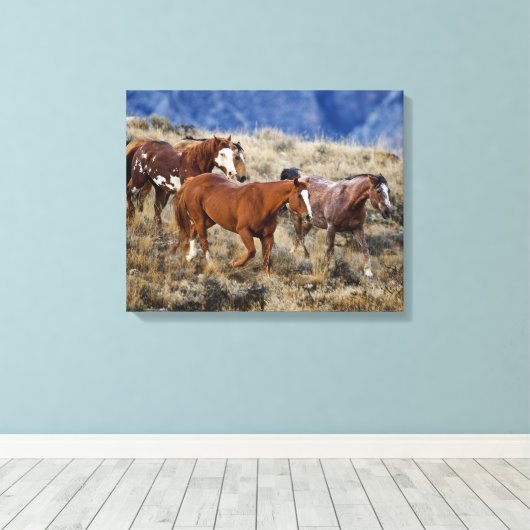 Paarden Roaming the Hills Canvas Afdruk (Insitu (Houten vloer))