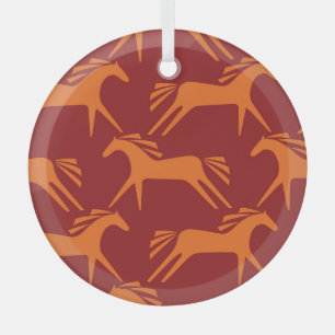 Paarden: Rood naadloze ruiter schoonheid. Glas Ornament