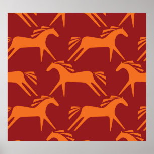 Paarden: Rood naadloze ruiter schoonheid. Poster