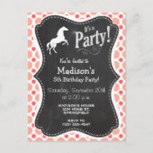 Paarden; Roze en koraalpokadots Uitnodiging Briefkaart (Voorkant)