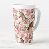 Paarden  Rozen Bloemen Latte Mok (Rechterhoek)