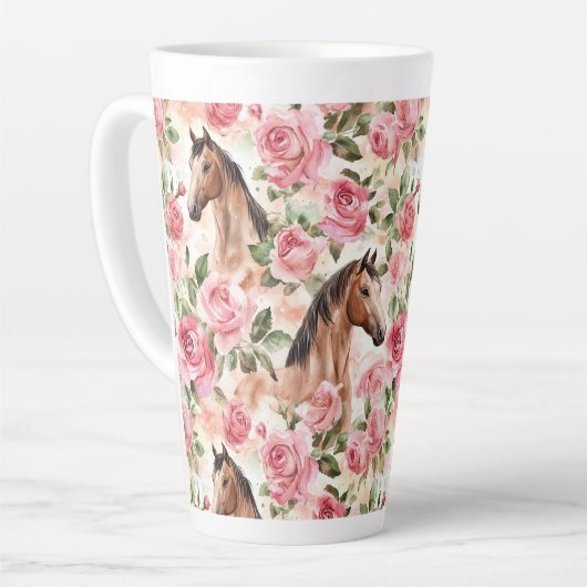 Paarden  Rozen Bloemen Latte Mok (Linkerhoek)