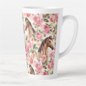Paarden  Rozen Bloemen Latte Mok (Rechts)