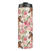 Paarden Rozen Bloemen Thermosbeker (Voorkant)
