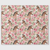 Paarden  Rozen Bloemen Verjaardag Cadeaupapier (Vlak)