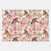 Paarden  Rozen Bloemen Verjaardag Inpakpapier Vel (Voorkant)