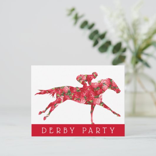 Paarden Rozen Derby Race Party Briefkaart (Staand voorkant)