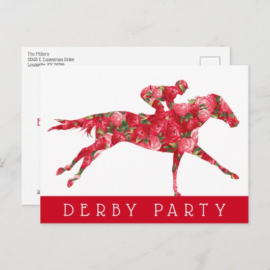 Paarden Rozen Derby Race Party Briefkaart (Voorkant / Achterkant)