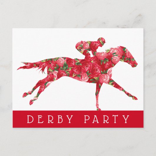 Paarden Rozen Derby Race Party Briefkaart (Voorkant)