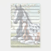 Paarden rusten tussen levendige bloemen en groen post-it® notes (Voorkant)