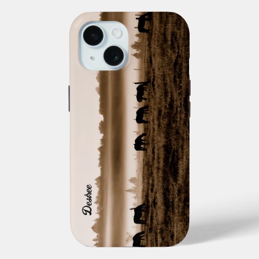Paarden Rustic Sepia Texture Case-Mate iPhone Case (Achterkant)