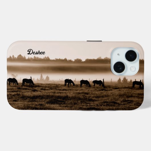 Paarden Rustic Sepia Texture Case-Mate iPhone Case (Achterkant (horizontaal))