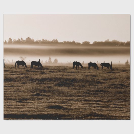 Paarden Rustic  Sepia Texture Decoupage Cadeaupapier (Vlak)