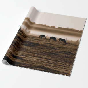 Paarden Rustic  Sepia Texture Decoupage Cadeaupapier