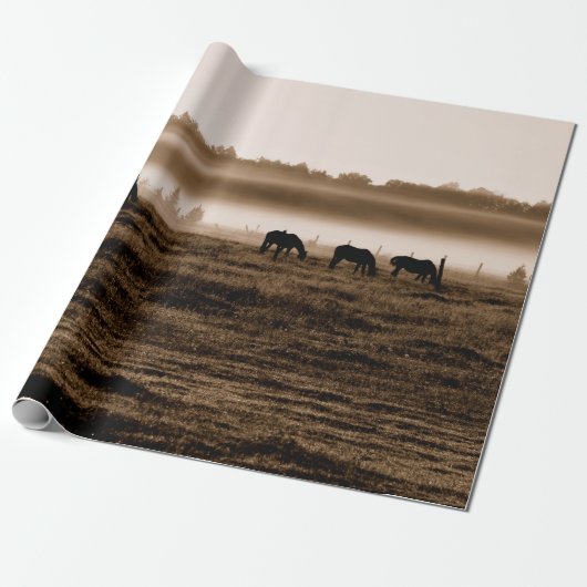 Paarden Rustic  Sepia Texture Decoupage Cadeaupapier (Uitgerold)