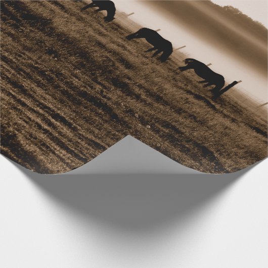 Paarden Rustic  Sepia Texture Decoupage Cadeaupapier (Hoek)