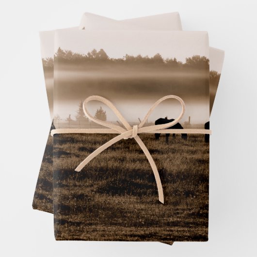 Paarden Rustic  Sepia Texture Decoupage Inpakpapier Vel (In situ)