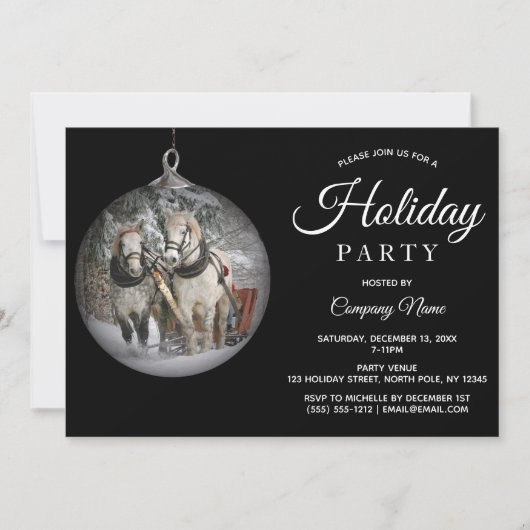 Paarden & Rustiek Hout Corporate Holiday Party Kaart (Voorkant)
