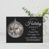 Paarden & Rustiek Hout Corporate Holiday Party Kaart (Staand voorkant)