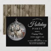 Paarden & Rustiek Hout Corporate Holiday Party Kaart (Voorkant / Achterkant)