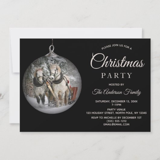 Paarden & Rustiek Hout Familie Kerstfeest Kaart (Voorkant)