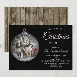 Paarden & Rustiek Hout Familie Kerstfeest Kaart