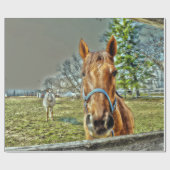 Paarden Rustisch Land Western Boerderij ontkoppeli Cadeaupapier (Vlak)