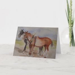 Paarden scharen bij stromende Waterverf Kaart